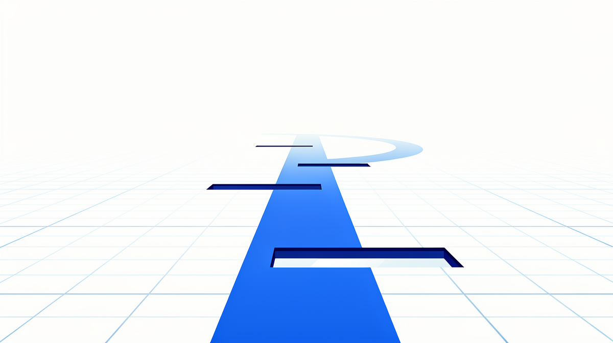 A clear cobalt path steering around four gaps on a bright workshop grid.
