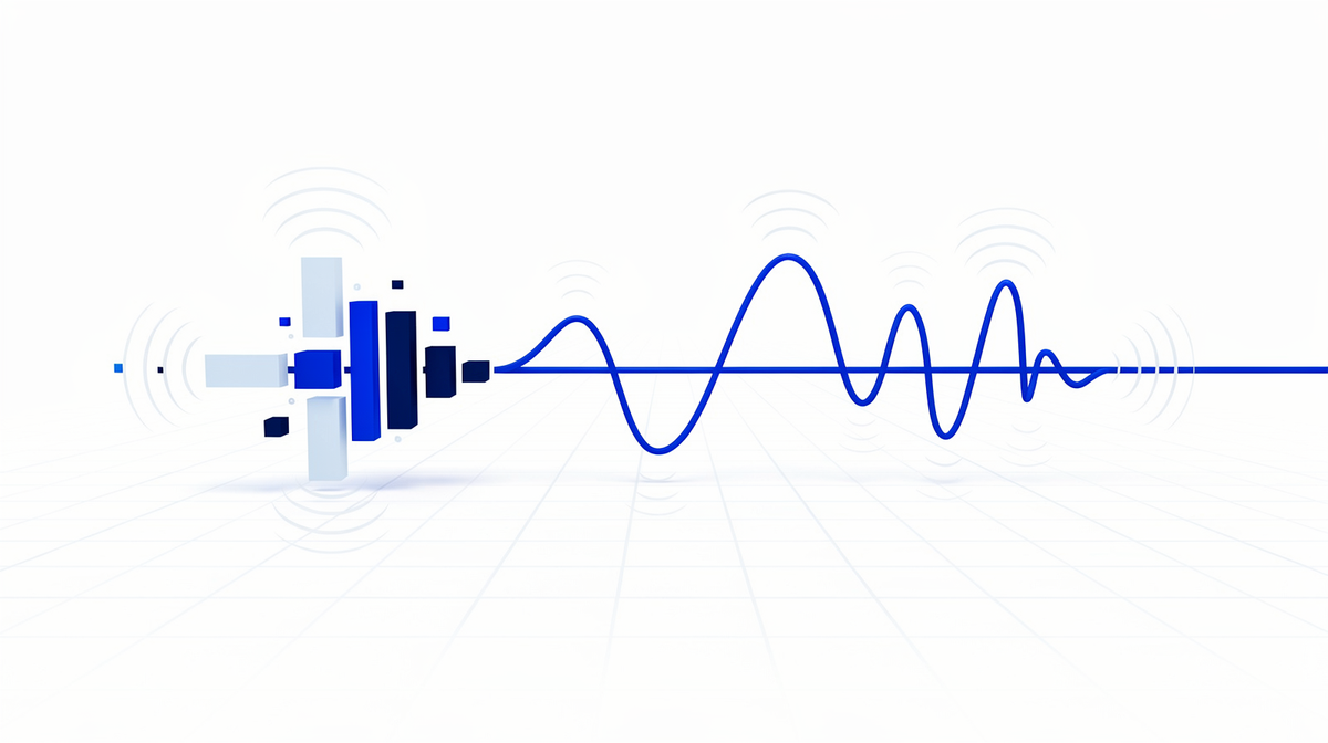 Cobalt waveform beside separated blocks joining into a flow on white.