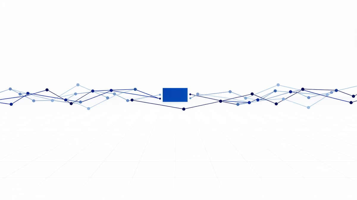 A single ERP block sits as one equal node within a wide cobalt real-time data layer on a light grid.